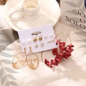 Elegant Fabric Flower Drop Earrings - EFFDECEF448K34