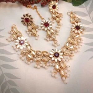 Sheesha Kundan Set (Red Stone) - SKCMSKXK875